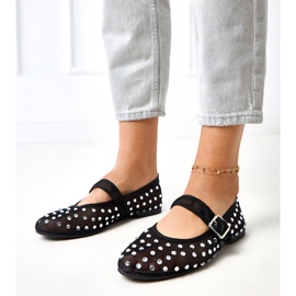 Balerine cu plasă neagră cu cristale de malmo negru 1