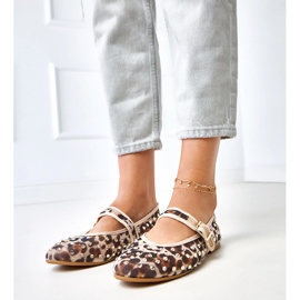 Balerine cu plasă pantofială cu cristale de malmo maro 1