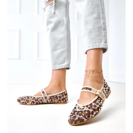 Balerine cu plasă pantofială cu cristale de malmo maro 2