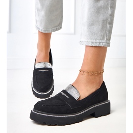 Mocasinele ekozamszu negre decorate cu zirconia cubică klooren negru 1