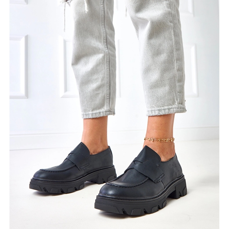 Mocasinele Mathered pentru femei negre Kirna negru 1