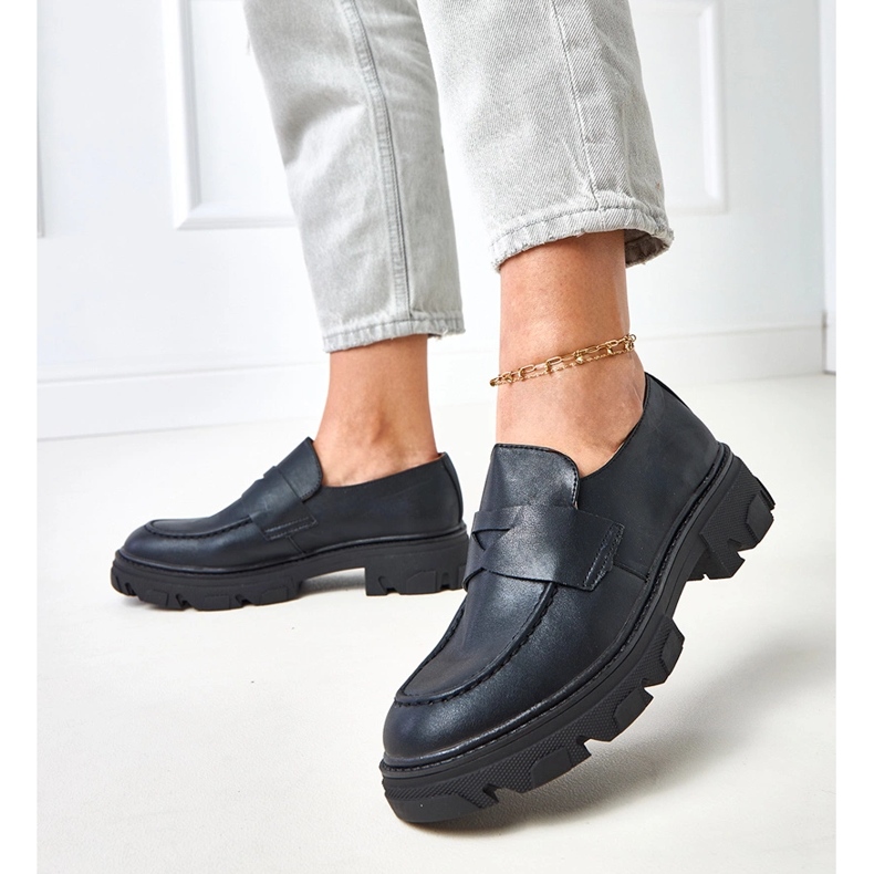 Mocasinele Mathered pentru femei negre Kirna negru 2