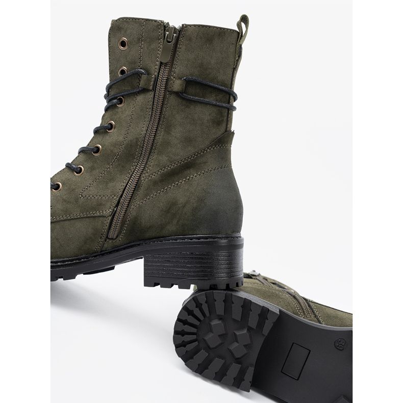 Shelvt Muncitori cu dantelă verde închis cu un călcâi scăzut 1