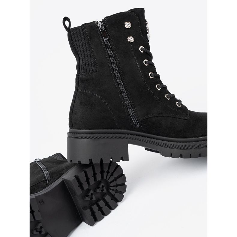 Shelvt Muncitori negri eleganți cu cristale strălucitoare negru 2 Shelvt Muncitori negri eleganți cu cristale strălucitoare negru 2