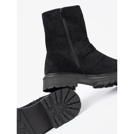 Shelvt Cizme negre moderne cu catarame de argint negru 1
