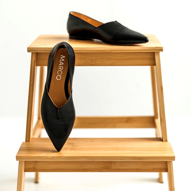 Marco Shoes Ballerinas pentru femei negre Marco 1285 cu o tăietură negru 2