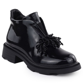 Cizme de piele pentru femei cu un ornament Varnished Black Filippo DBT6370 negru 1