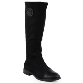 Cizme de piele de căprioară pentru femei Black M. Daszyński MR2251-19 1