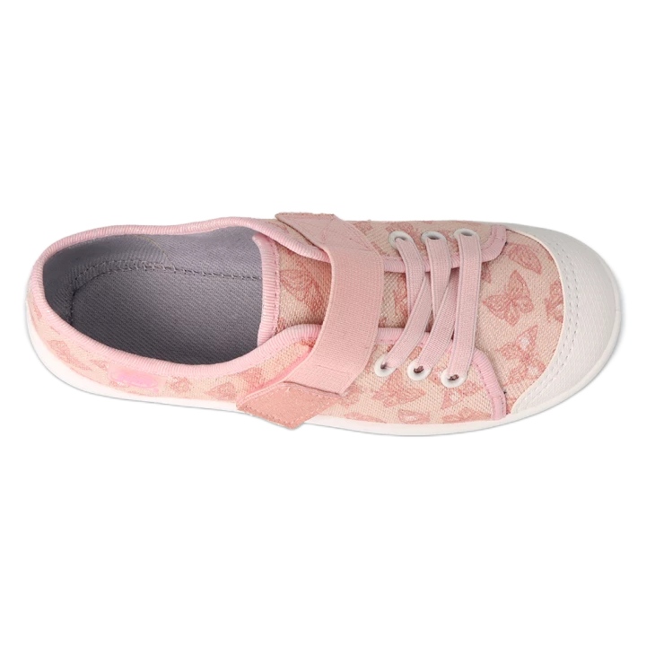 Papuci copii Befado cu velcro 351Y033, roz cu fluturi 2 Papuci copii Befado cu velcro 351Y033, roz cu fluturi 2