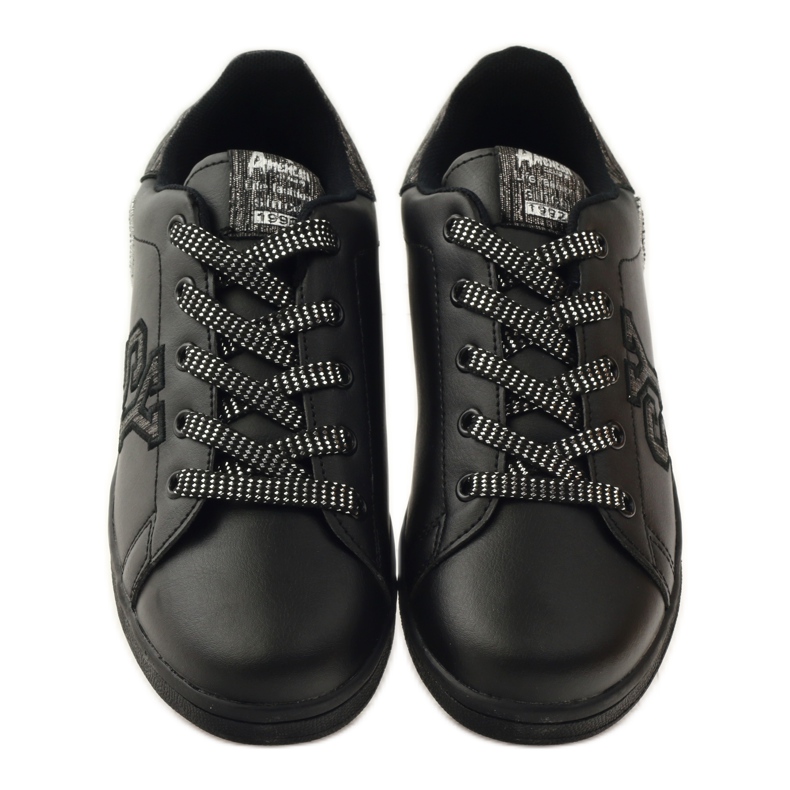 American Club Adidași cu inimă americană cu branț din piele gri negru 4