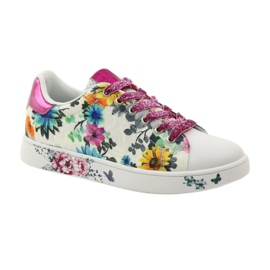 American Club Tenisi americani florali cu incrustatie de piele roz multicolor galben albastru alb 1 American Club Tenisi americani florali cu incrustatie de piele roz multicolor galben albastru alb 1