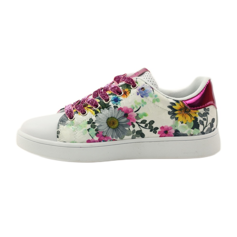 American Club Tenisi americani florali cu incrustatie de piele roz multicolor galben albastru alb 2 American Club Tenisi americani florali cu incrustatie de piele roz multicolor galben albastru alb 2