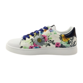 American Club Tenisi americani florali cu incrustatie de piele albastru marin roz alb 2