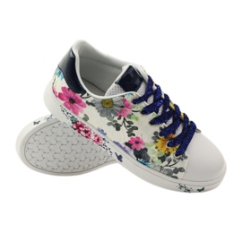 American Club Tenisi americani florali cu incrustatie de piele albastru marin roz alb 3