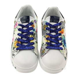 American Club Tenisi americani florali cu incrustatie de piele albastru marin roz alb 4