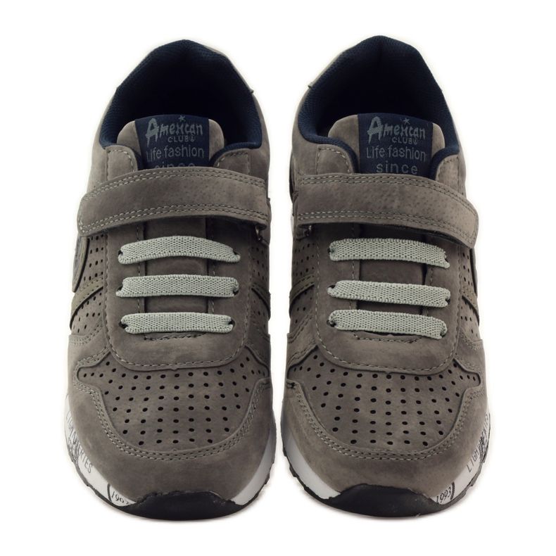 American Club Piele sport americană perforată albastru marin gri 4