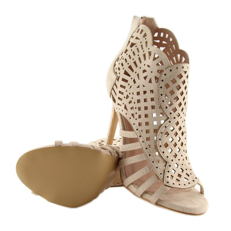 Cizme bej cu vârf deschis M286 Bej 2