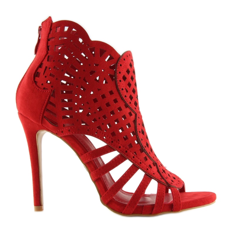 Cizme roșii cu vârf deschis M286 Red roșu 1