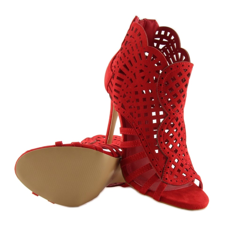 Cizme roșii cu vârf deschis M286 Red roșu 2