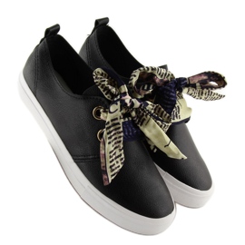 Black XL09P Tenisi negri legați cu o panglică negru 2 Black XL09P Tenisi negri legați cu o panglică negru 2