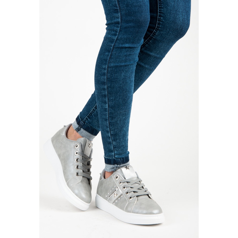 Adidași cu legături argintii gri 2