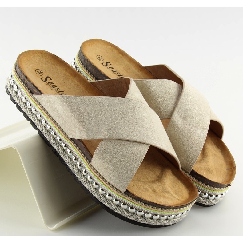 Papuci dama bej CK15P bej 2