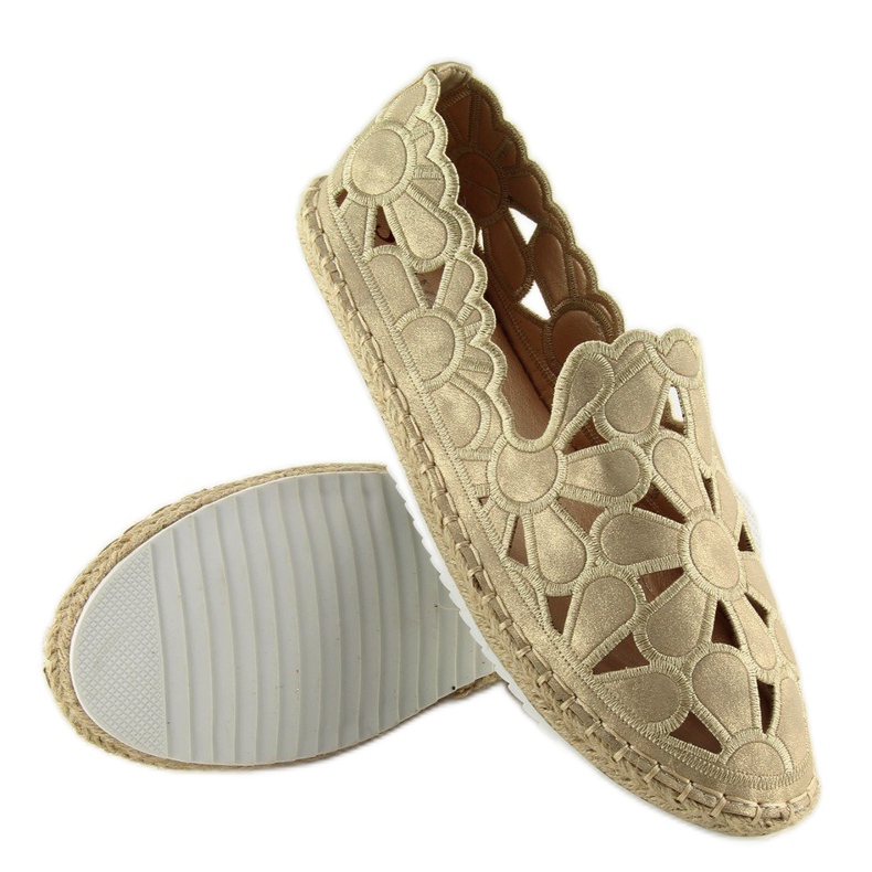 Espadrile de damă ajurate aurii LT86 Gold de aur 2