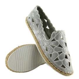 Espadrile de damă argintii ajurate LT86 Silver gri 2