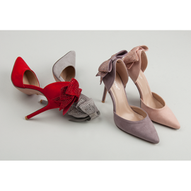 Seastar Tocuri din piele intoarsa cu fundita roșu 1