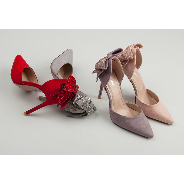 Seastar Tocuri din piele intoarsa cu fundita roșu 1