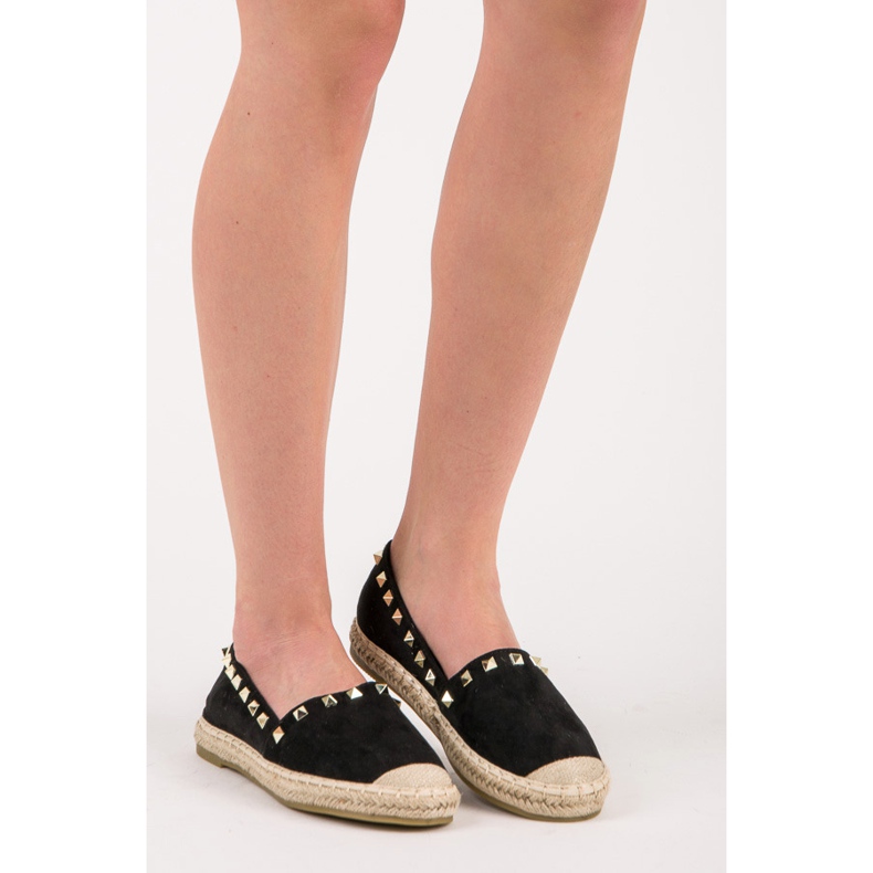 Seastar Espadrile din piele intoarsa cu crampoane negru 2