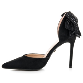 Seastar Tocuri din piele intoarsa cu fundita negru 2 Seastar Tocuri din piele intoarsa cu fundita negru 2