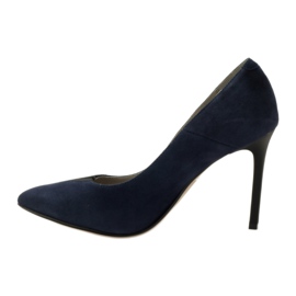 Pompe din piele Edeo pe Szpilka 3180 Navy Blue albastru 2