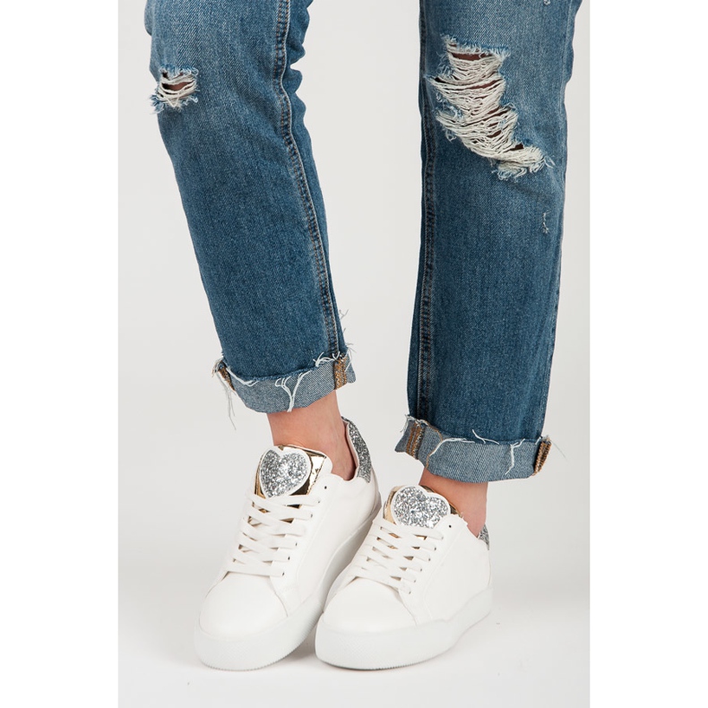 Vices Tenisi albi cu inimă dulce gri 2