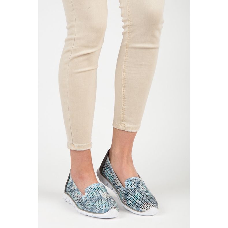 Vinceza Lordii din piele ajurata gri albastru 1