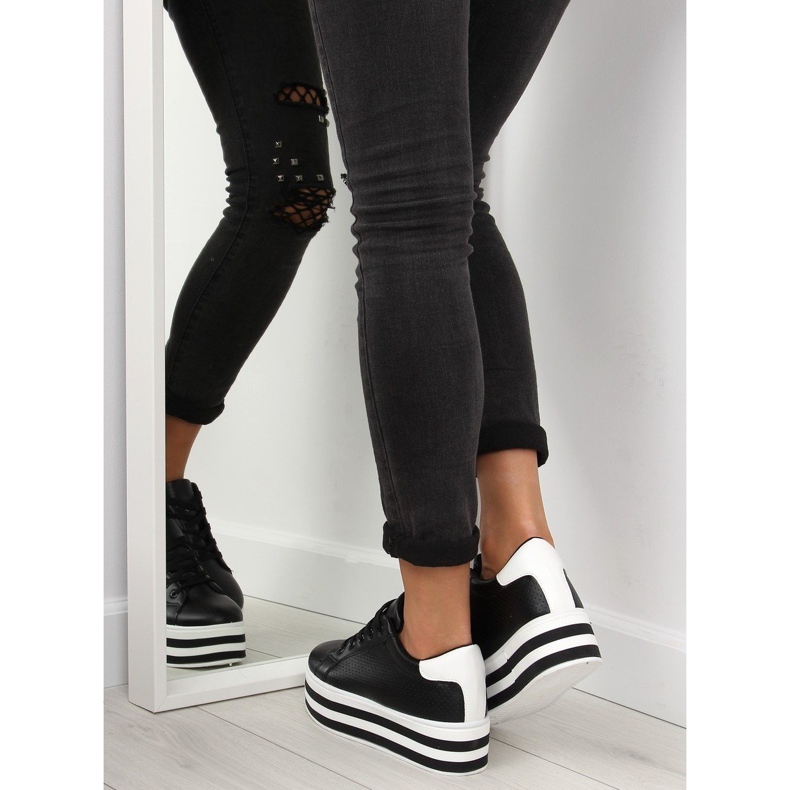 Tenisi negri negri cu talpa inalta negru 1