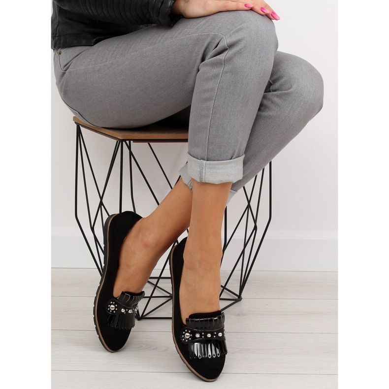 Negru Mocasini negri dama DM30P Negru 2