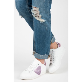 Adidasi albi cu inima violet 2
