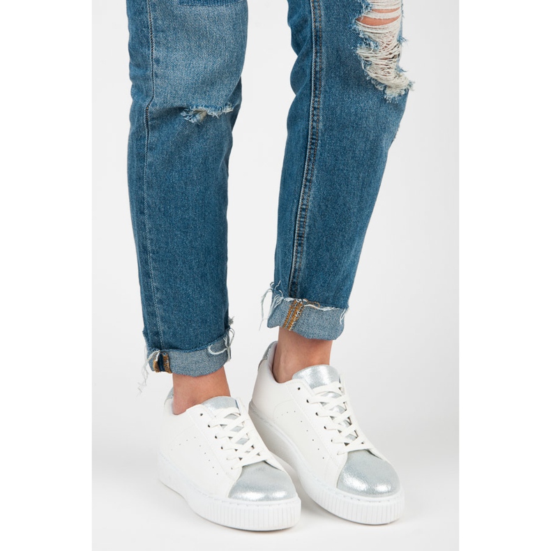 Adidași cu imprimeu șarpe legat alb gri 1