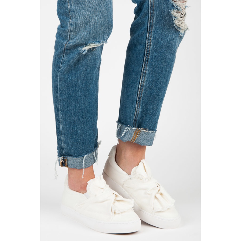 Tenisi slip-on cu fundita alb 2 Tenisi slip-on cu fundita alb 2