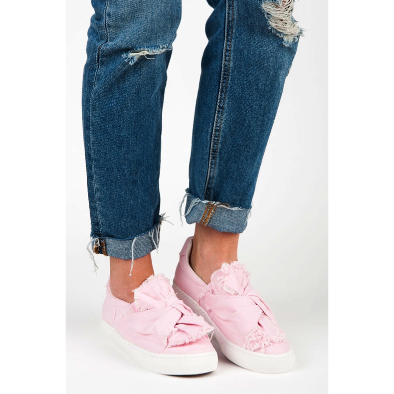 Tenisi slip-on cu fundita roz 2
