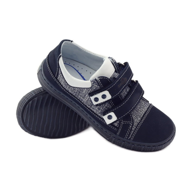 Pantofi cu velcro Ren But 4299 bleumarin albastru marin alb 3
