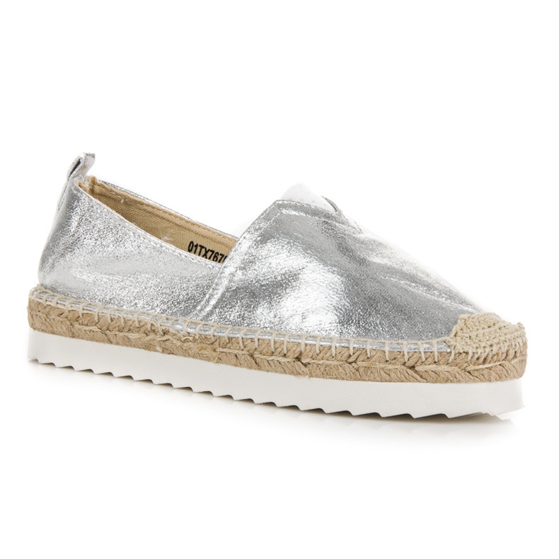 Espadrile argintii cu slip-on gri 1