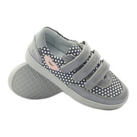 Bartek Pantofi gri cu velcro cu puncte 35651 roz alb 3 Bartek Pantofi gri cu velcro cu puncte 35651 roz alb 3