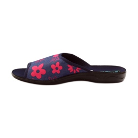 Papuci de dama cu flori Adanex bleumarin roz albastru marin 2