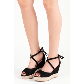 Seastar Espadrile legate pe pană negru 1