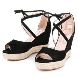 Seastar Espadrile legate pe pană negru 6