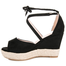 Seastar Espadrile legate pe pană negru 4