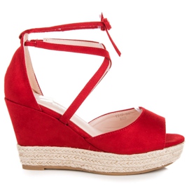 Seastar Espadrile legate pe pană roșu 4