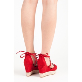 Seastar Espadrile legate pe pană roșu 3
